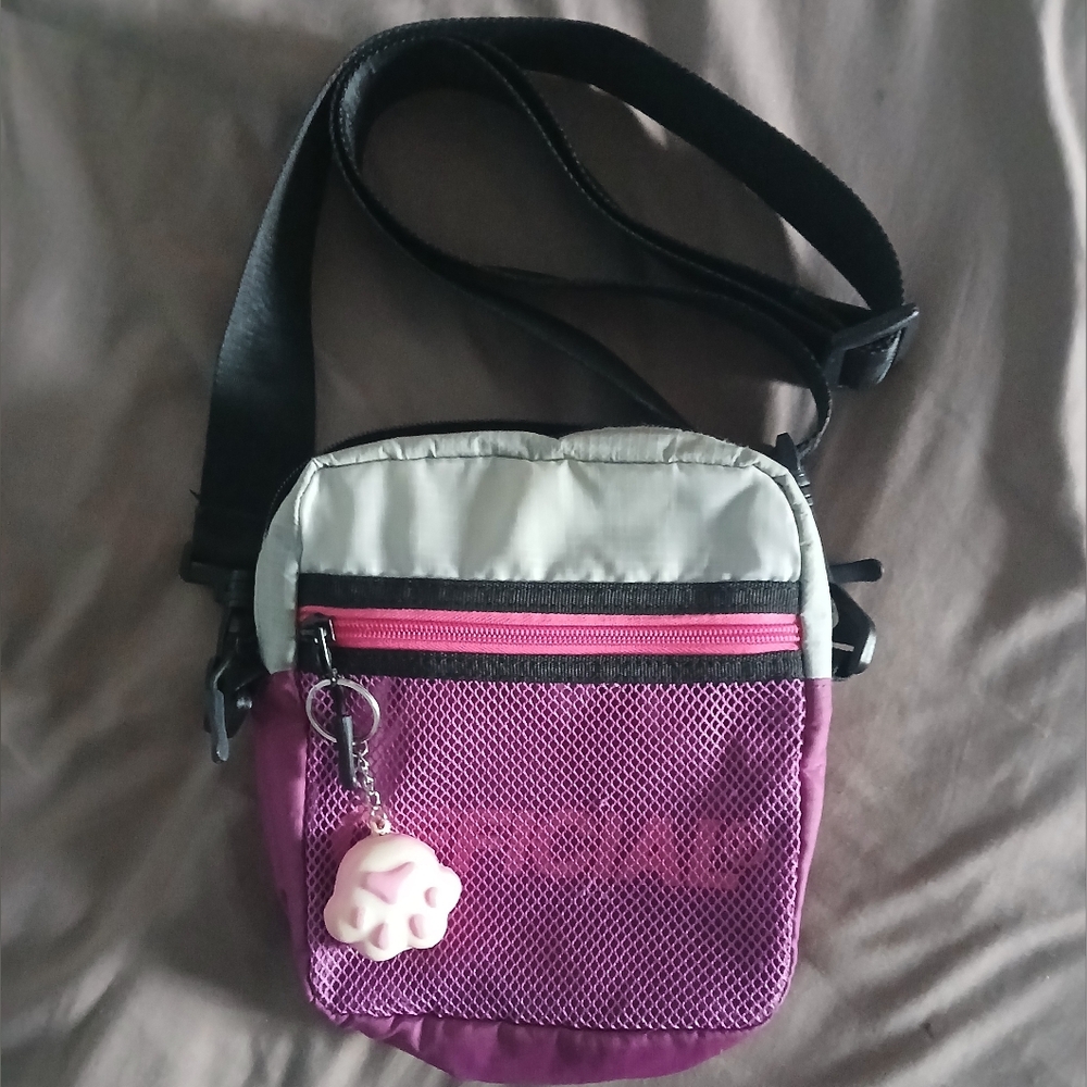 Official purple and gray crossbody bag